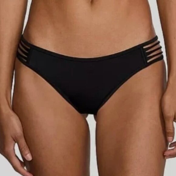 VICTORIA'S SECRET Bikini Medium Black Strappy Padded Top & Cheeky Bottom 2 Piece - Picture 2 of 10